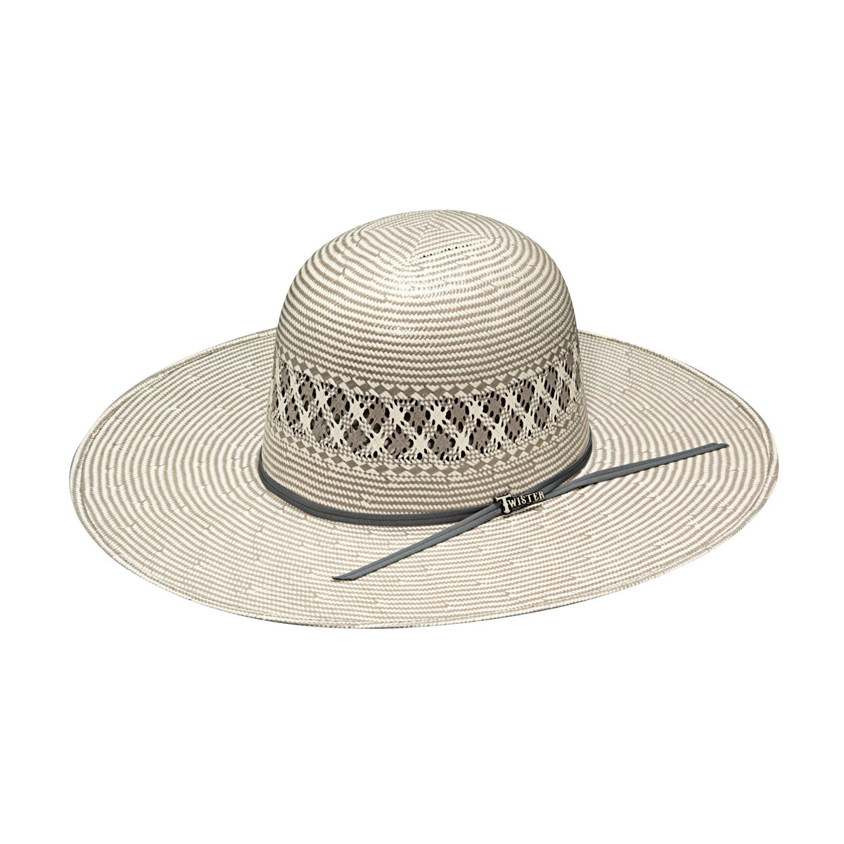 TWISTER 20X OPEN CROWN DARK GREY STRAW HAT