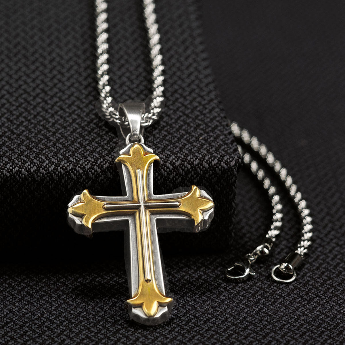 Twister Silver & Gold Cross Necklace