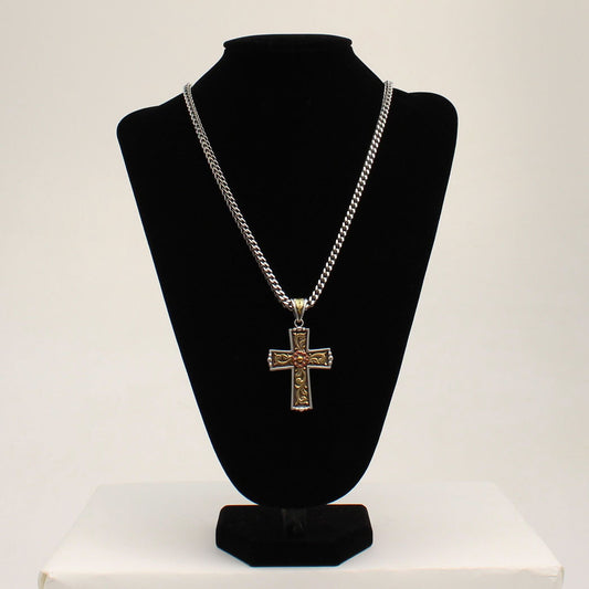 Twister Silver & Gold Cross Necklace