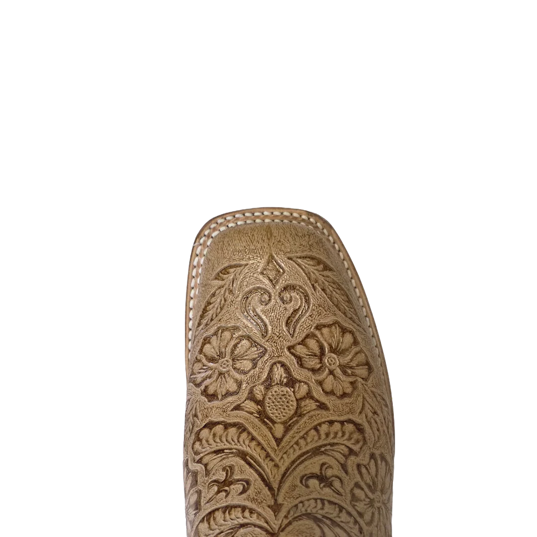 Cowtown Natural Oryx Tooled Boot