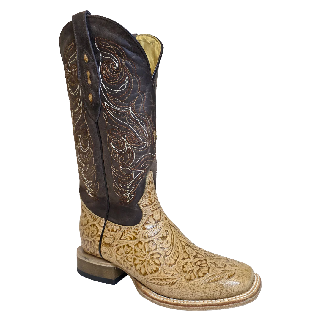 Cowtown Natural Oryx Tooled Boot
