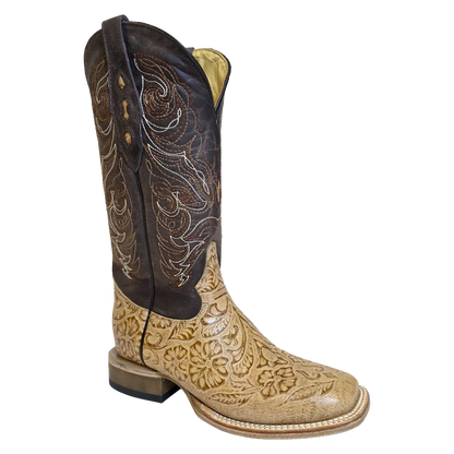 Cowtown Natural Oryx Tooled Boot