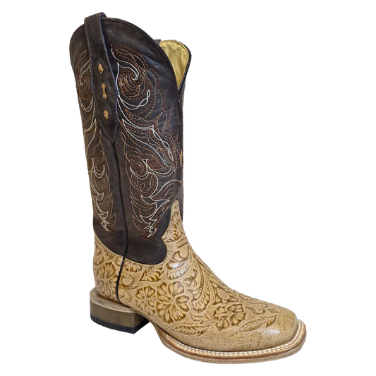 Cowtown Natural Oryx Tooled Boot