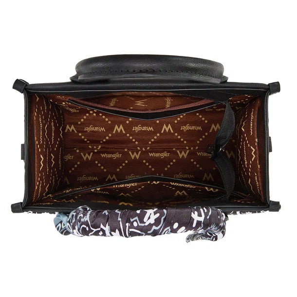 Wrangler Black Braided Paisley Bandana Tote Bag