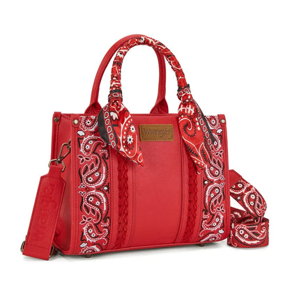 Wrangler Red Braided Paisley Bandana Tote Bag