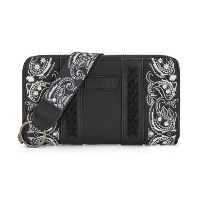 Wrangler Black Braided Paisley Bandana Wallet