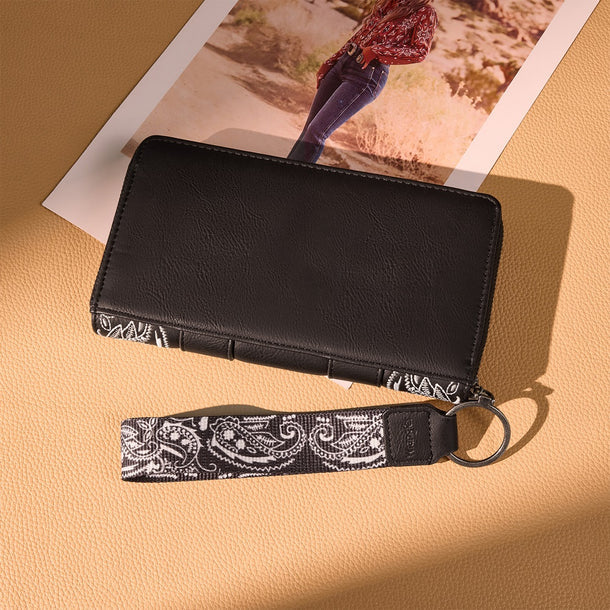 Wrangler Black Braided Paisley Bandana Wallet