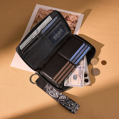 Wrangler Black Braided Paisley Bandana Wallet
