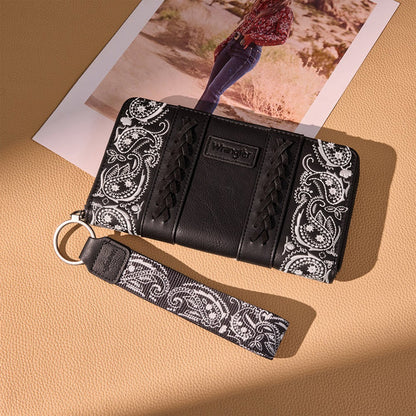 Wrangler Black Braided Paisley Bandana Wallet