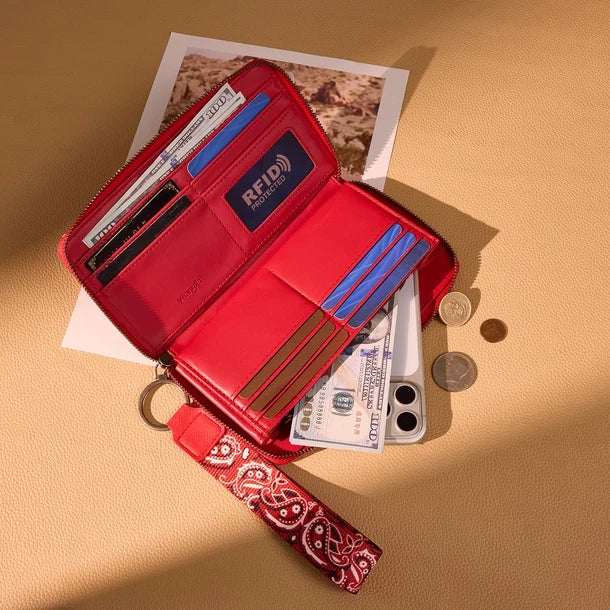 Wrangler Red Braided Paisley Bandana Wallet