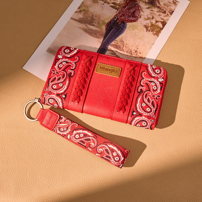 Wrangler Red Braided Paisley Bandana Wallet