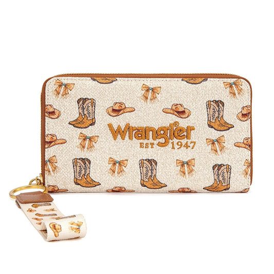 Wrangler Western Print RFID Blocking Zippered Cowgirl Wallet