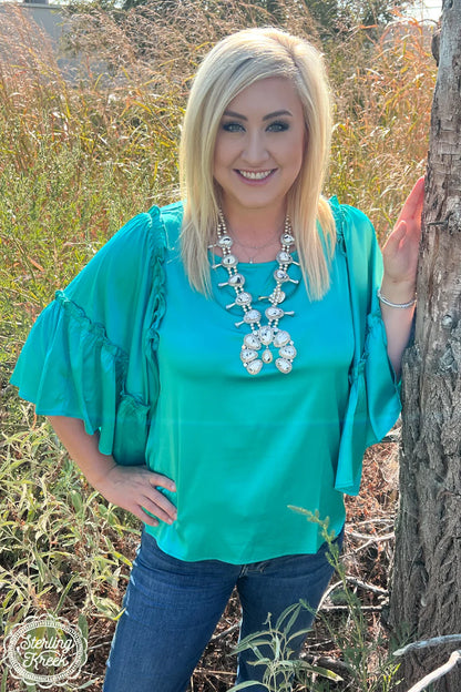 INTO THE NIGHT TEAL TOP