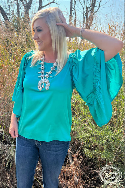 INTO THE NIGHT TEAL TOP