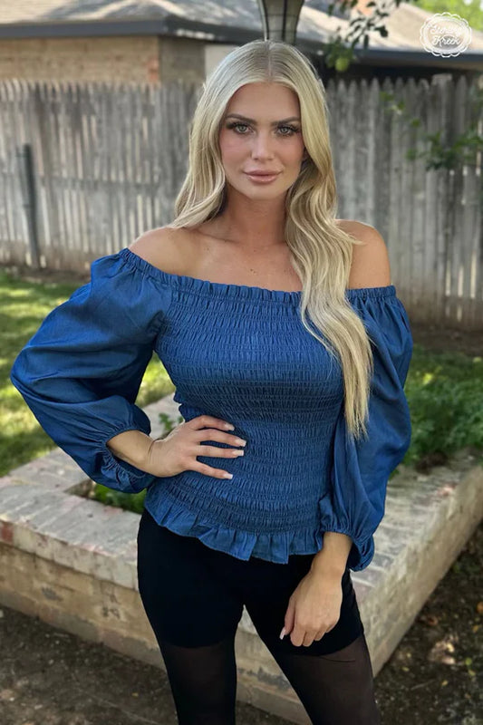 DENIM DARLING DARK BLUE BLOUSE