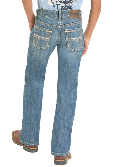 Rock & Roll Denim Boys' Regular Fit Light Ladder Stitch Bootcut Jeans
