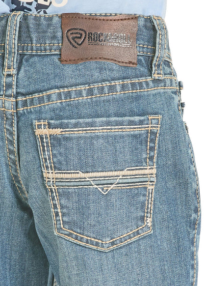 Rock & Roll Denim Boys' Regular Fit Light Ladder Stitch Bootcut Jeans