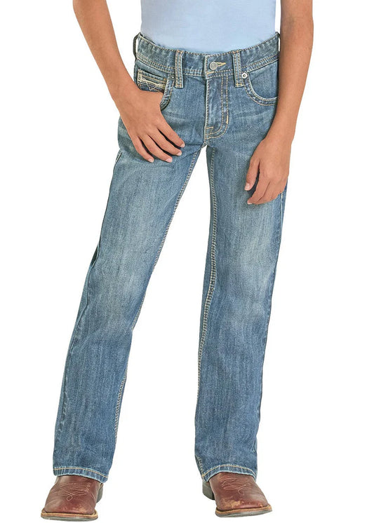 Rock & Roll Denim Boys' Regular Fit Light Ladder Stitch Bootcut Jeans