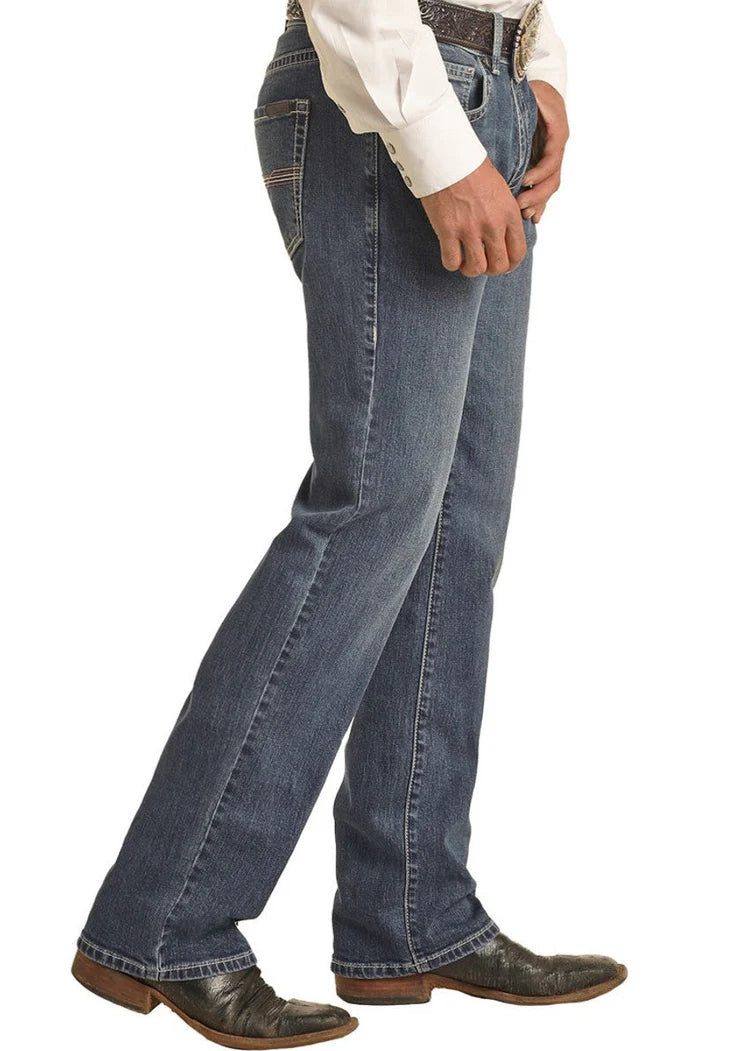 Rock & Roll Vintage '46 Slim Fit Ivory Stitch Straight Leg Jeans