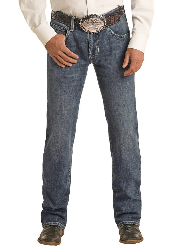 Rock & Roll Vintage '46 Slim Fit Ivory Stitch Straight Leg Jeans