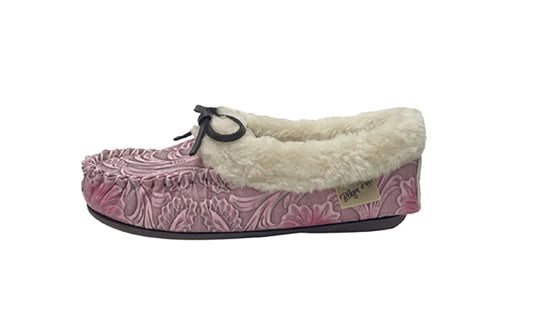 BLAZIN ROXX KID'S ROSE PINK TOOLED MOCCASIN