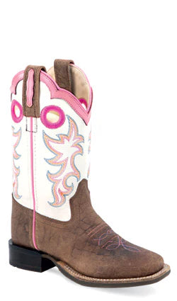 Old West Kid's Brown Square Toe Boot