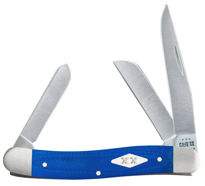 Case Smooth Blue G-10 Medium Stockman with XX Diamond shield