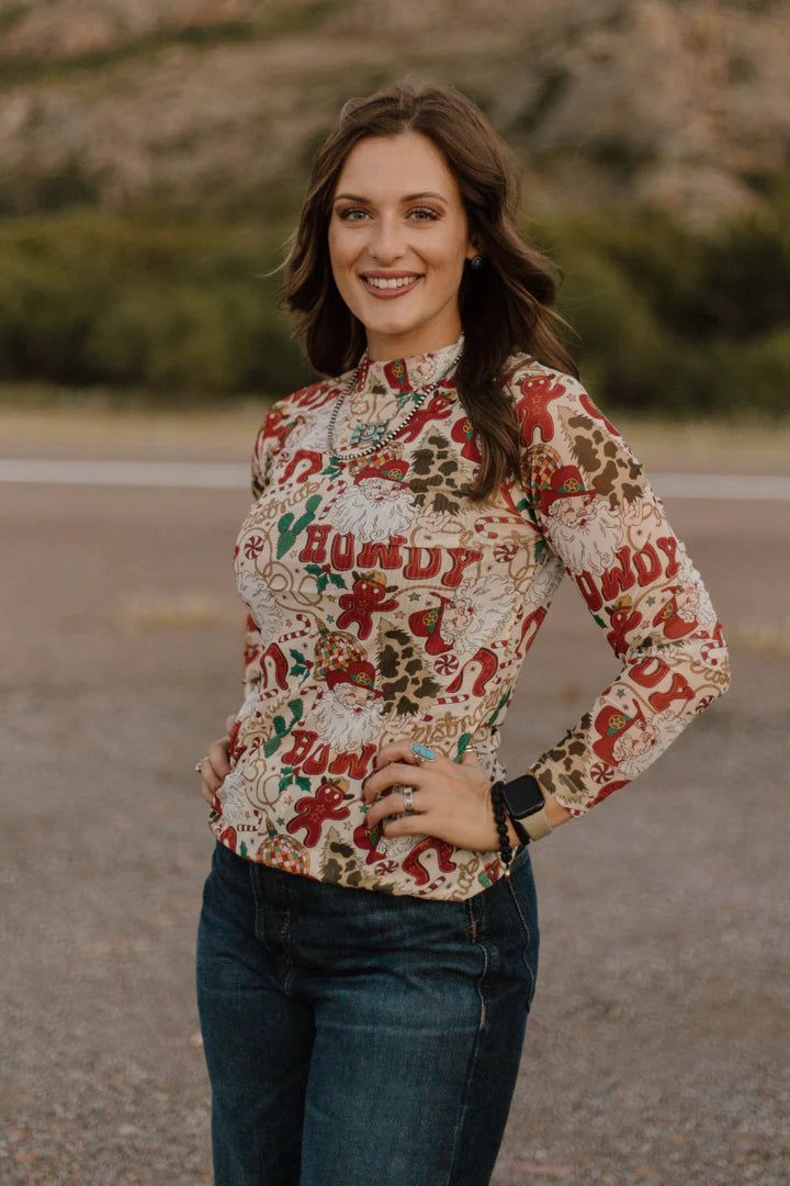 Howdy Santa Mesh Top