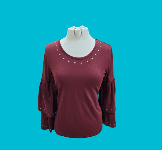 PANHANDLE TWO TIERED BELL SLEEVE TOP