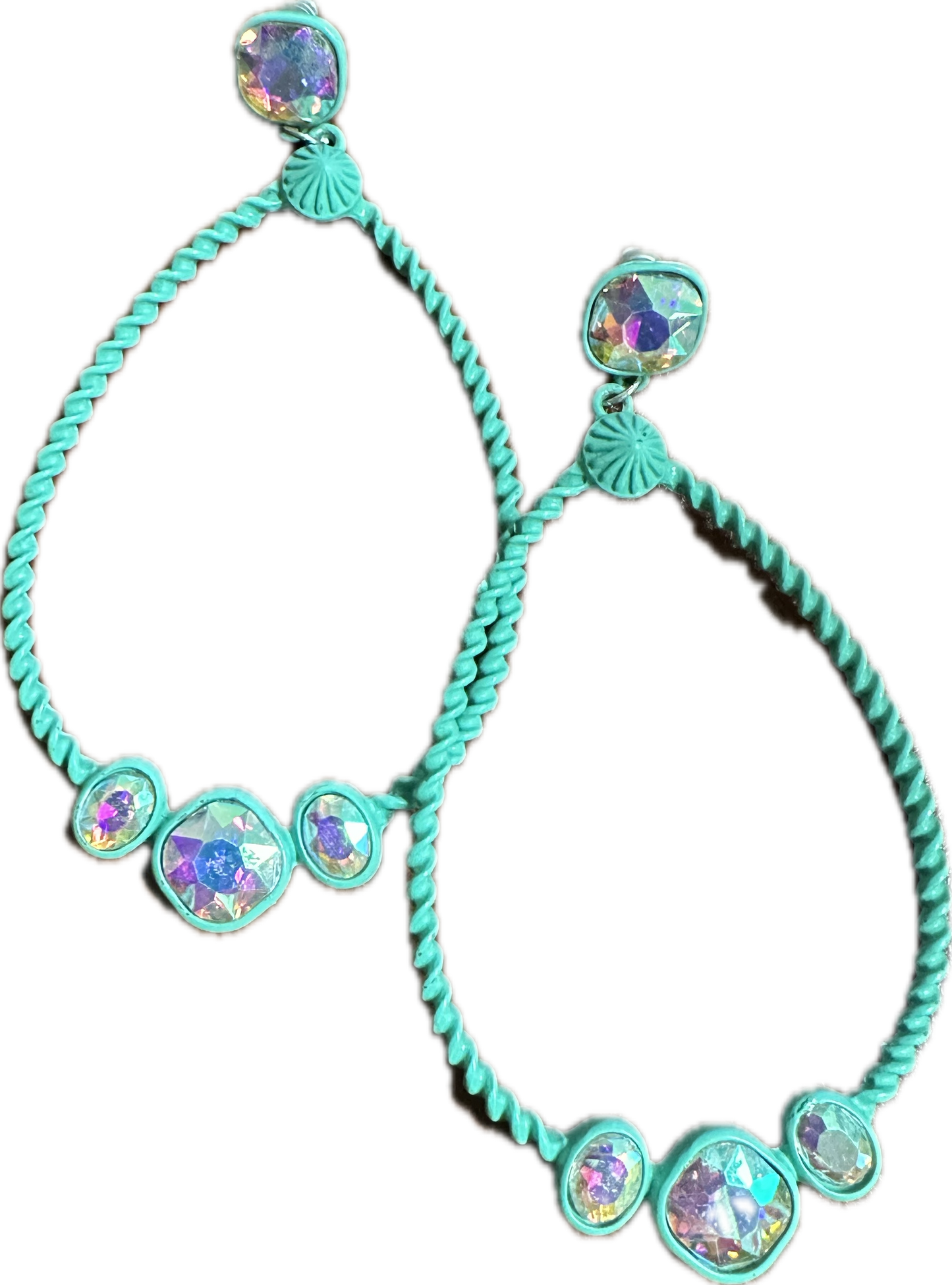 Cable Teardrop Glass Crystal Post Earrings