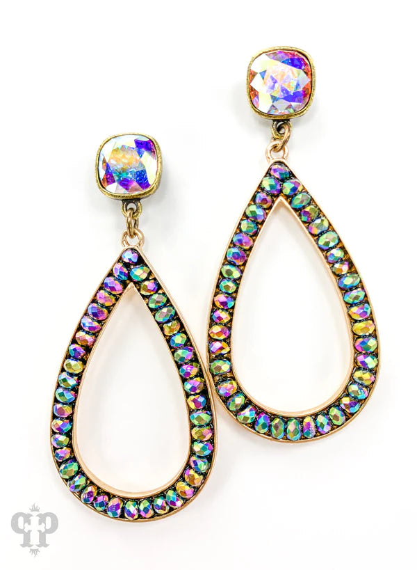 PINK PANACHE AB RHINESTONE TEARDROP EARRING