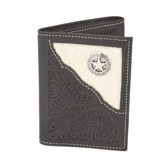 Mustang Ridge Black Crazy Horse Leather Trifold Wallet