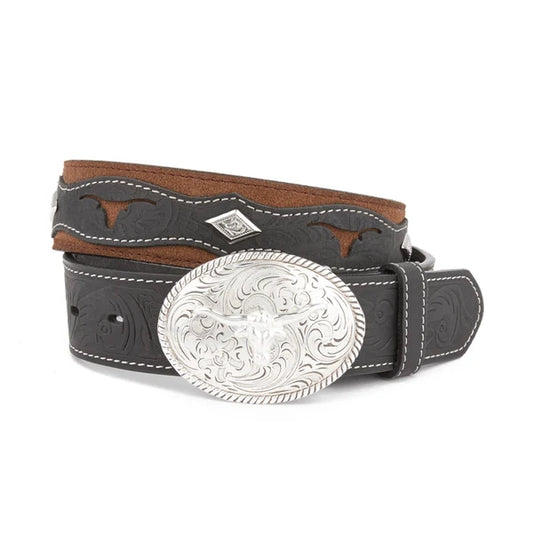 Mustang Ridge Longhorn Buckle Leather Kids Belt