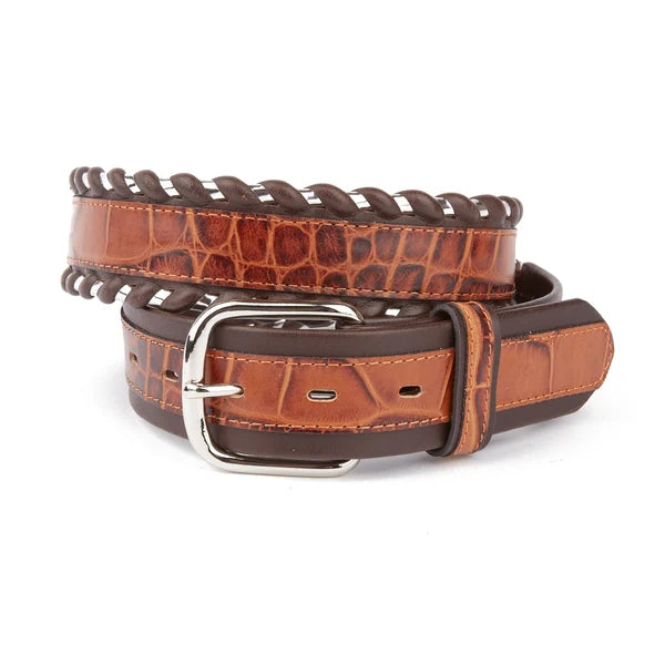 Mustang Ridge Cognac Leather & Gator Belt