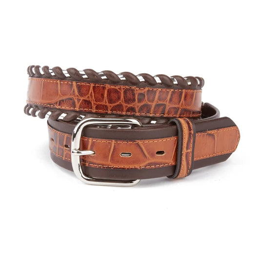 Mustang Ridge Cognac Leather & Gator Belt