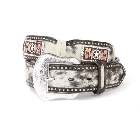 Mustang Ridge Black Hair Cowhide Western Belt