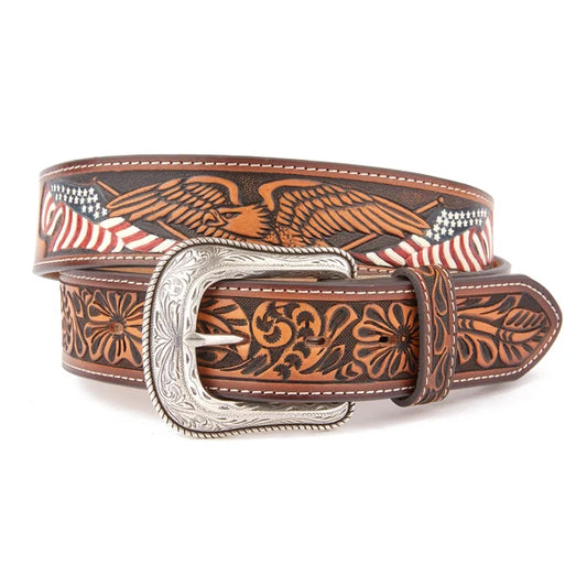 Mustang Ridge Floral Tooled Leather Belt