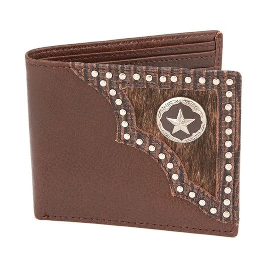 Mustang Ridge Brown Star Studded Bifold Wallet