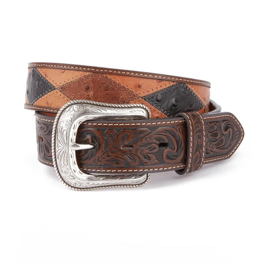 Mustang Ridge Ostrich Leather Diamond Patch Belt