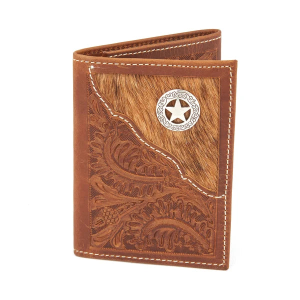 Mustang Ridge Tan Crazy Horse Trifold Leather Wallet