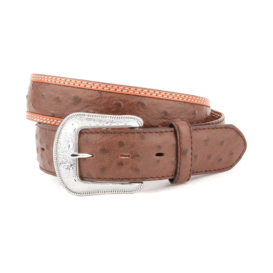 Mustang Ridge Brown Ostrich Leather Belt