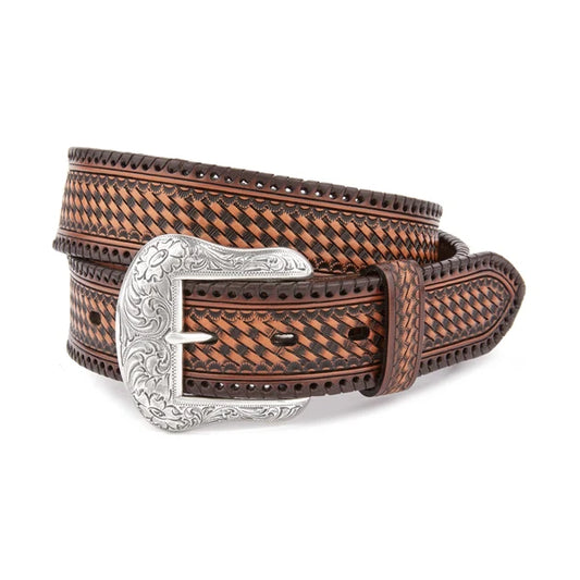 Mustang Ridge Basket Weave Tooled Leather Belt