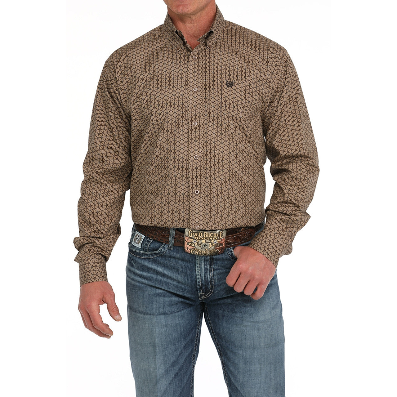Cinch Classic Fit Brown Print Long Sleeve Shirt