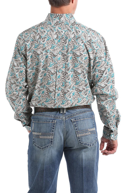 CINCH BROWN PAISLEY TEAL LONG SLEEVE SHIRT