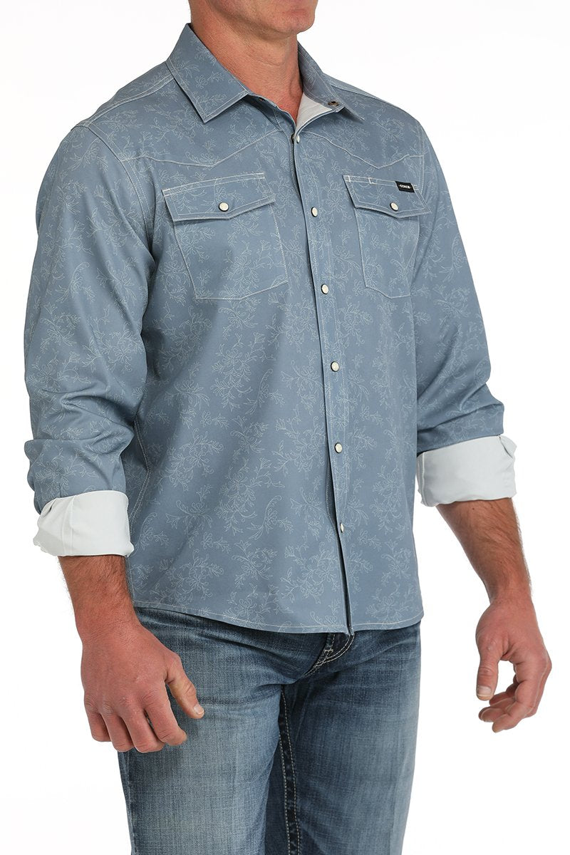 Cinch Blue Arenaflex Western Camp Shirt