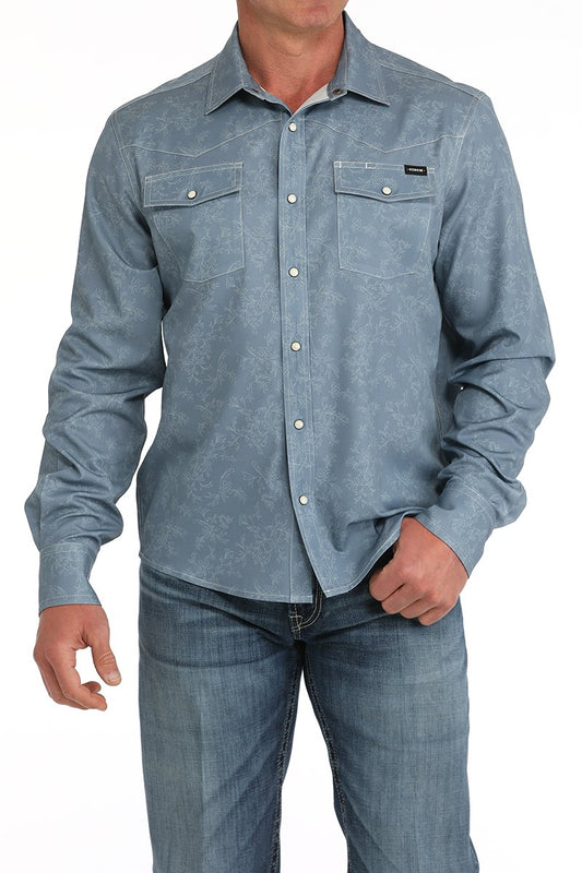 Cinch Blue Arenaflex Western Camp Shirt