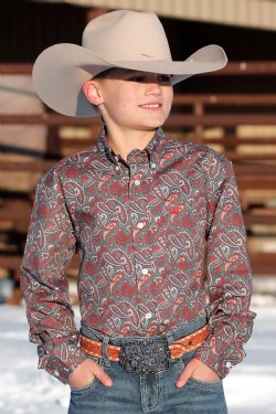 CINCH TEAL PAISLEY PRINT LONG SLEEVE SHIRT