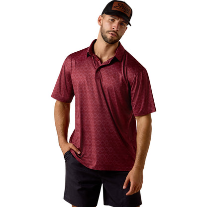 Ariat Scarlet Heathered Southwest Stripe Polo