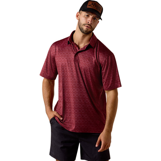 Ariat Scarlet Heathered Southwest Stripe Polo