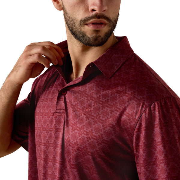 Ariat Scarlet Heathered Southwest Stripe Polo
